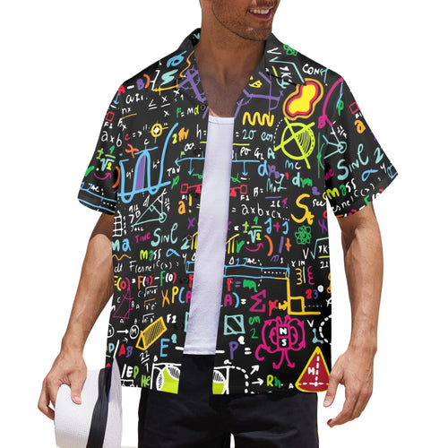 Men's Mathematical Doodle Pattern Abstract Half Sleeve Shirt