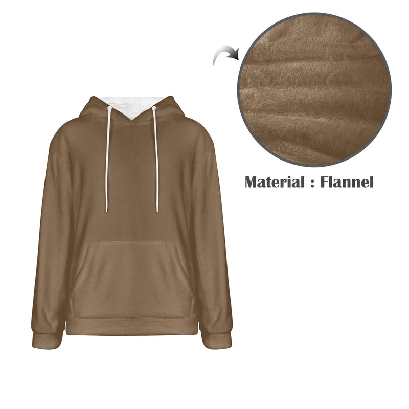 Men's Pastel Brown Solid Flannel Hoodie