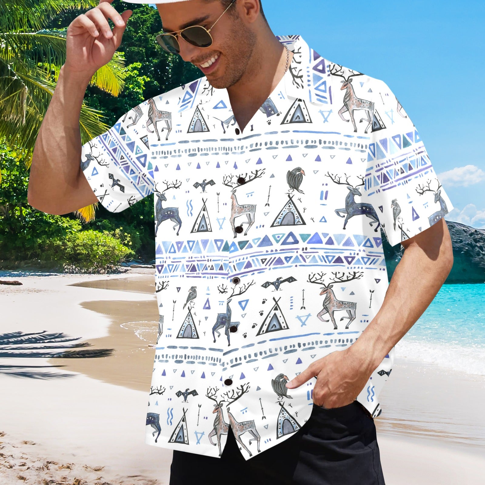 Men's Urban Art Abstract Half Sleeve Shirt