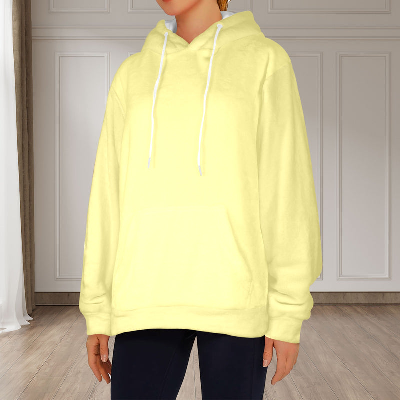 Women's Light Yellow Solid Flannel Hoodie