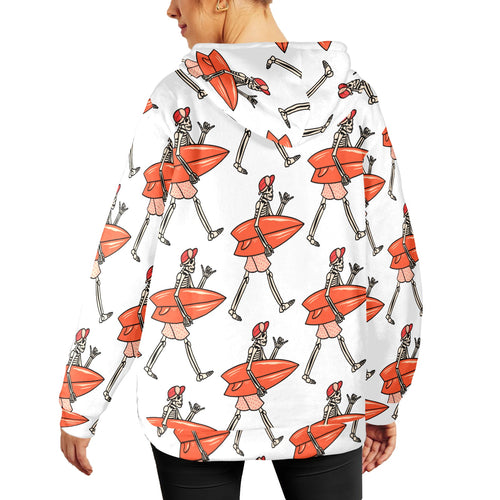 Women's Skeleton Surfer Streetwear Flannel Hoodie