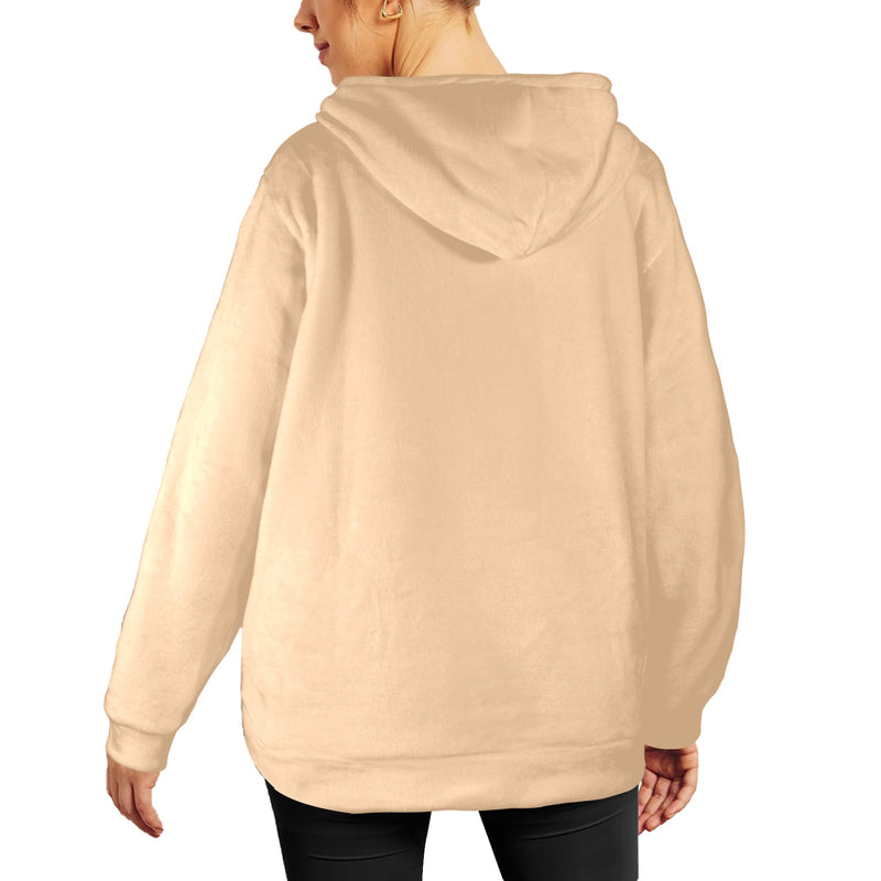 Women's Peach Puff Solid Flannel Hoodie