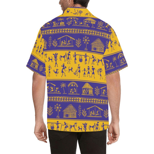 Men's Indian Varli Pattern Abstract Half Sleeve Shirt