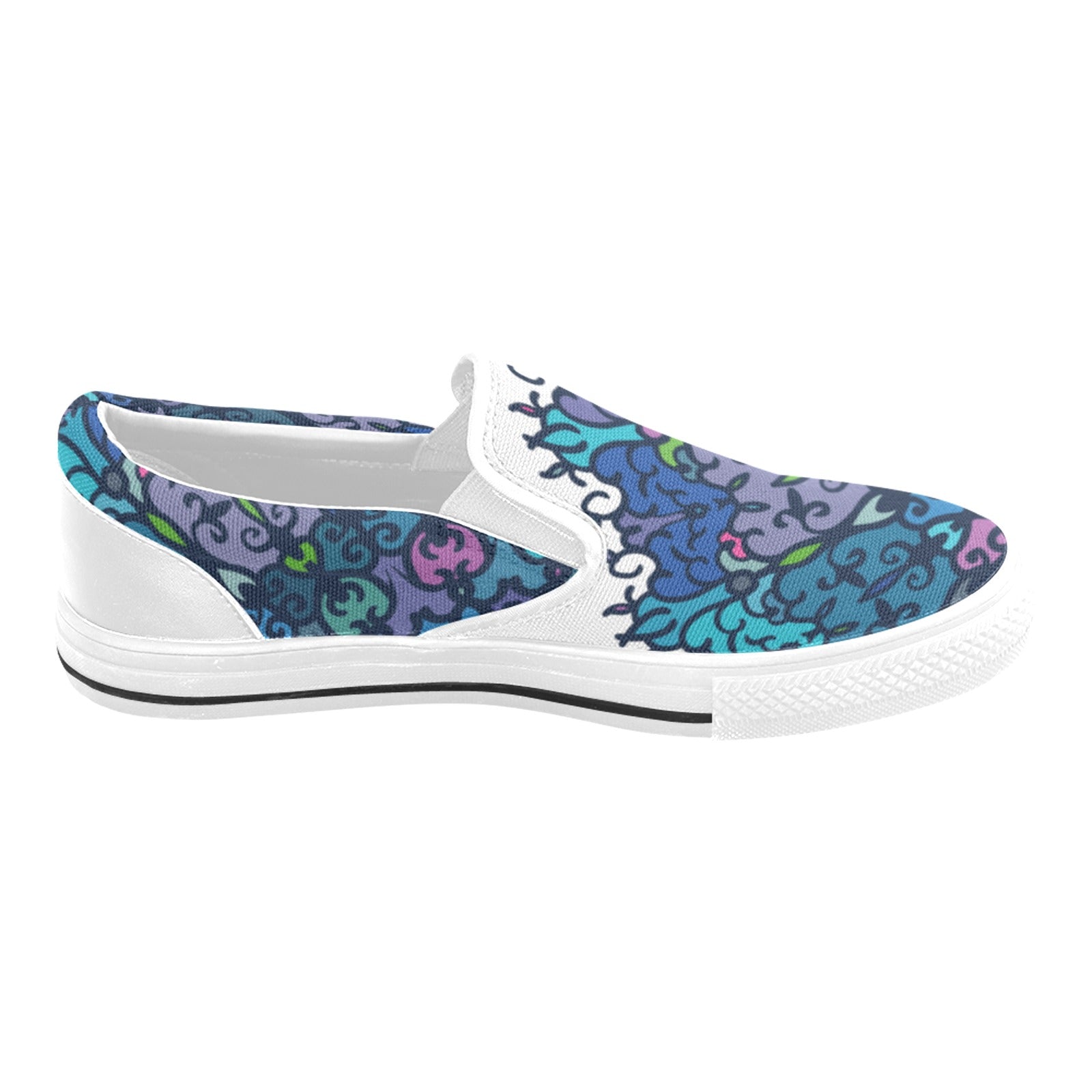 Men's Cosmic Blue Swirl Abstract Slip-on Shoes
