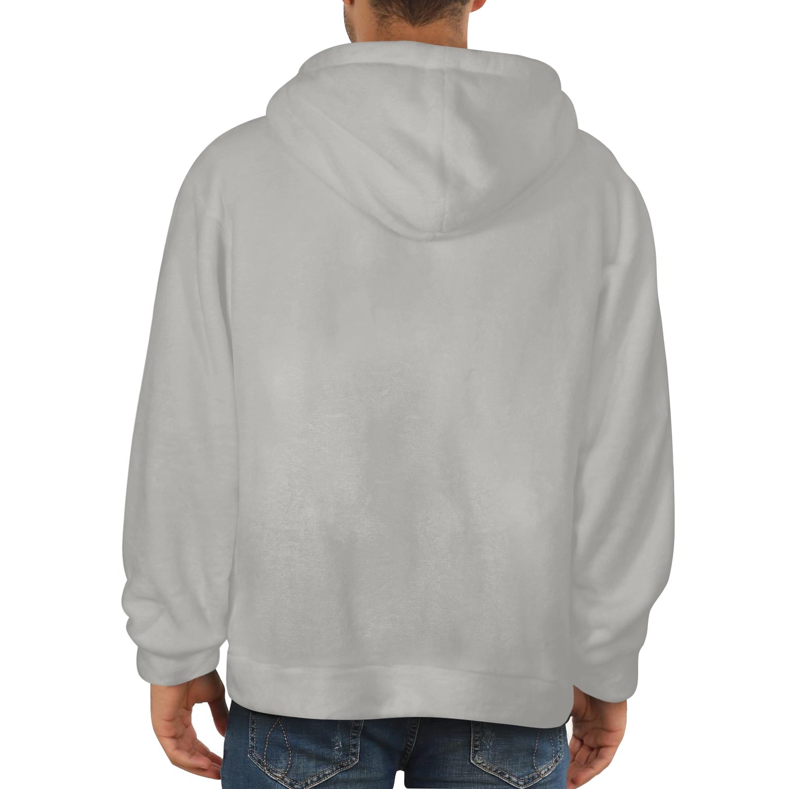 Men's Light Grey Solid Flannel Hoodie