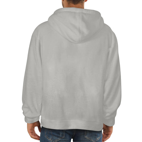 Men's Light Grey Solid Flannel Hoodie