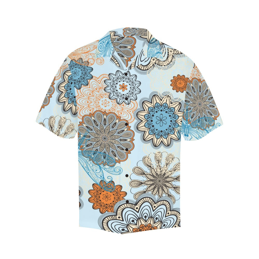 Men's Icy Flower Spirals Abstract Half Sleeve Shirt