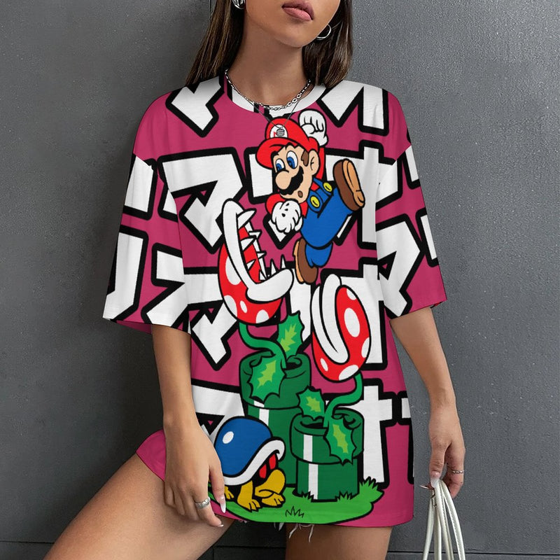 Women's Super Mario Anime Oversized T-shirt
