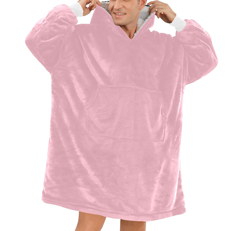 Men's Pale Chestnut Pink Solid Blanket Hoodie