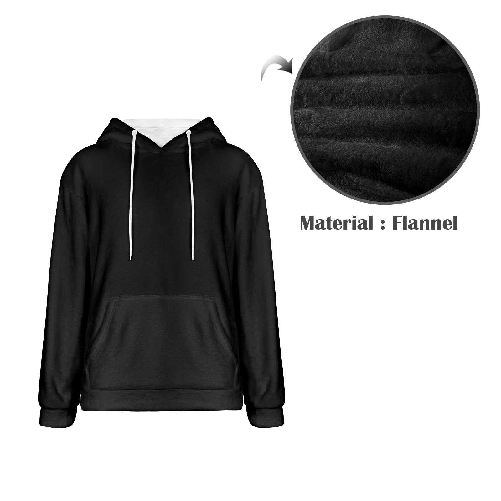 Men's Black Solid Flannel Hoodie
