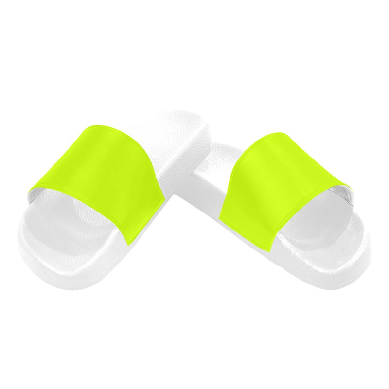 Women's Fluorescent Yellow Solid Slider Sandals