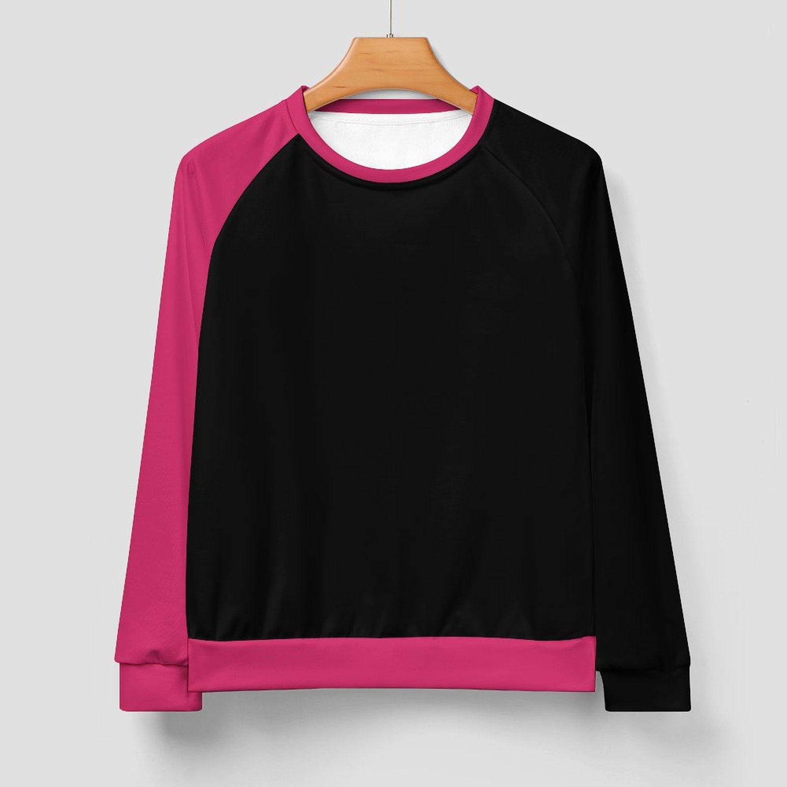Men's Black & Raspberry Rose Solid Sweatshirt