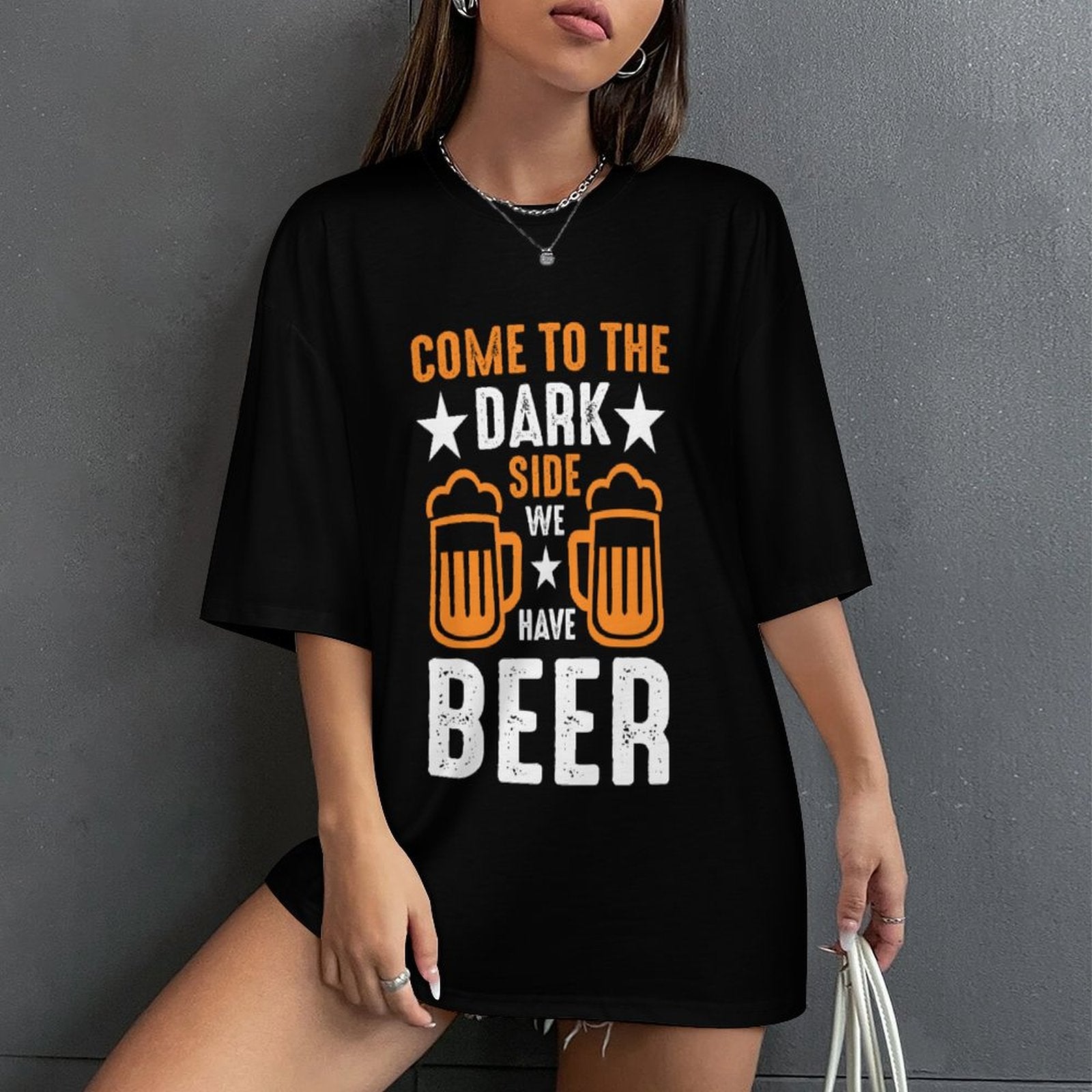 Women's Come to the dark side Typography Oversized T-shirt