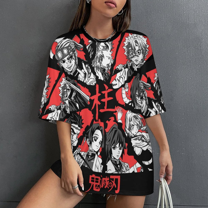 Women's Demon Slayer World Anime Oversized T-shirt
