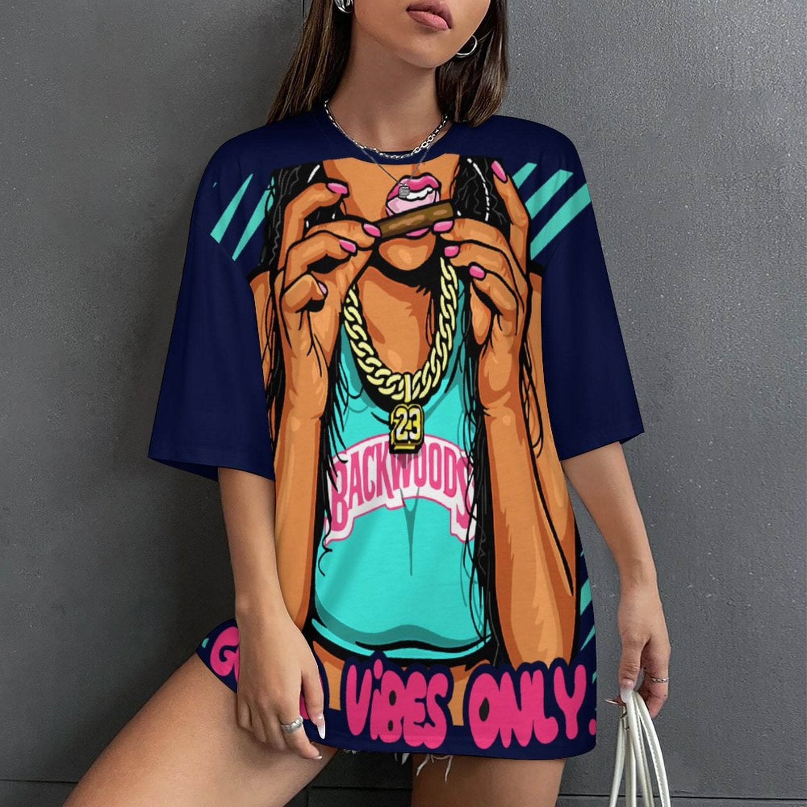 Women's Good Vibes Only Streetwear Oversized T-shirt