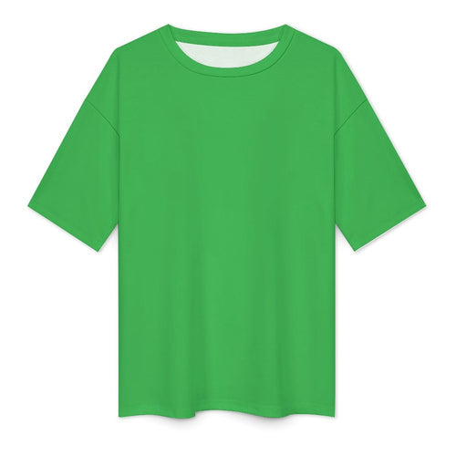 Women's Medium Sea Green Solid Oversized T-shirt