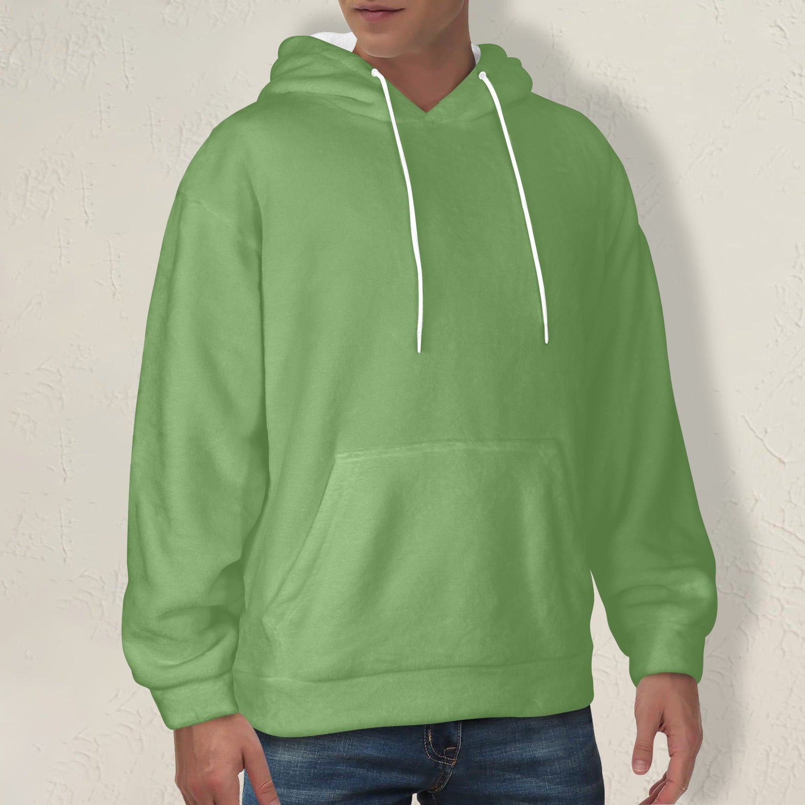 Men's Asparagus Solid Flannel Hoodie