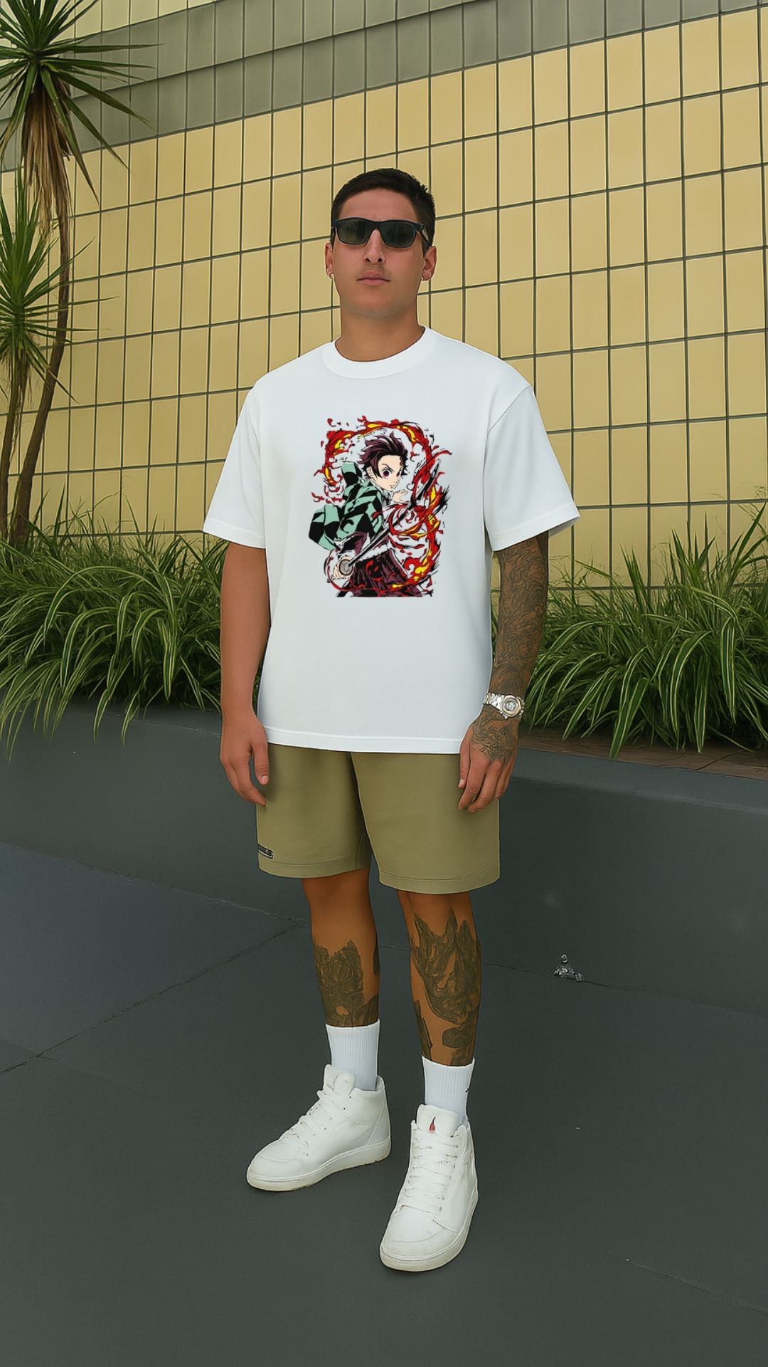 Men's Tanjiro Sword Demon Slayer Anime Oversized T-shirt