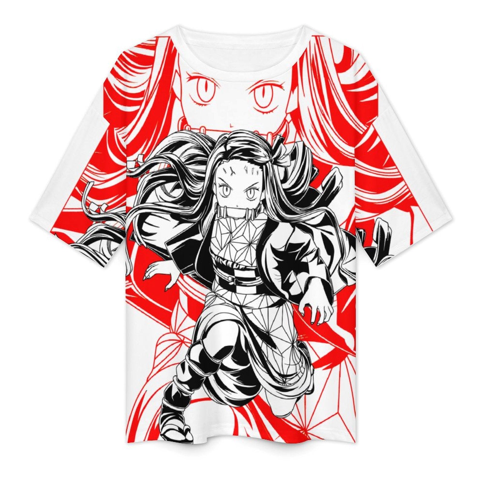 Women's Nezuko Attack Mode Demon Slayer Anime Oversized T-shirt