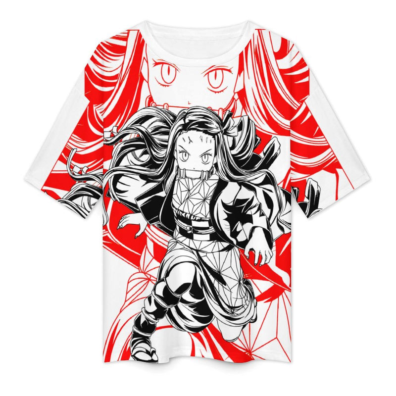 Women's Nezuko Attack Mode Demon Slayer Anime Oversized T-shirt