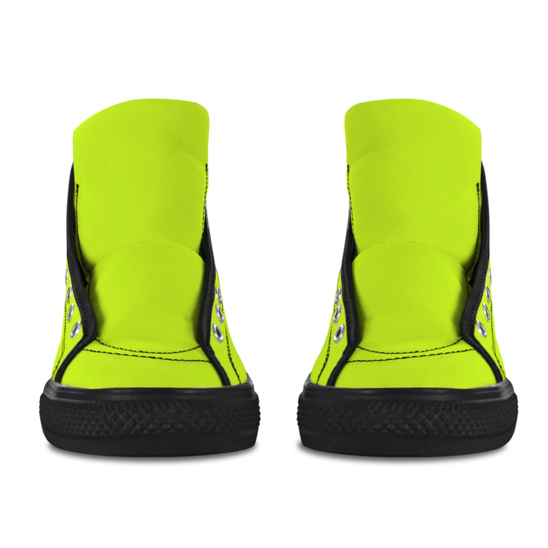 Men's Fluorescent Yellow Solid High Top Shoes
