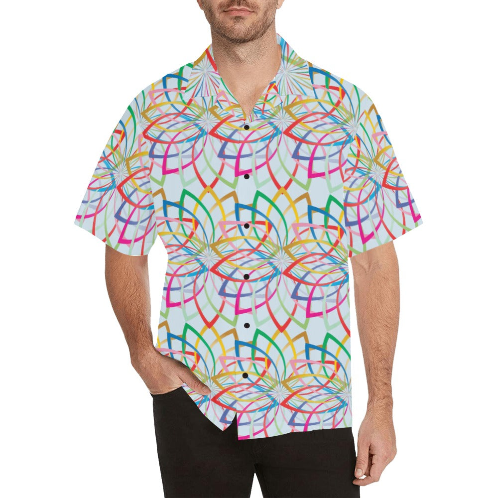 Men's Colorful Spiralla Abstract Half Sleeve Shirt