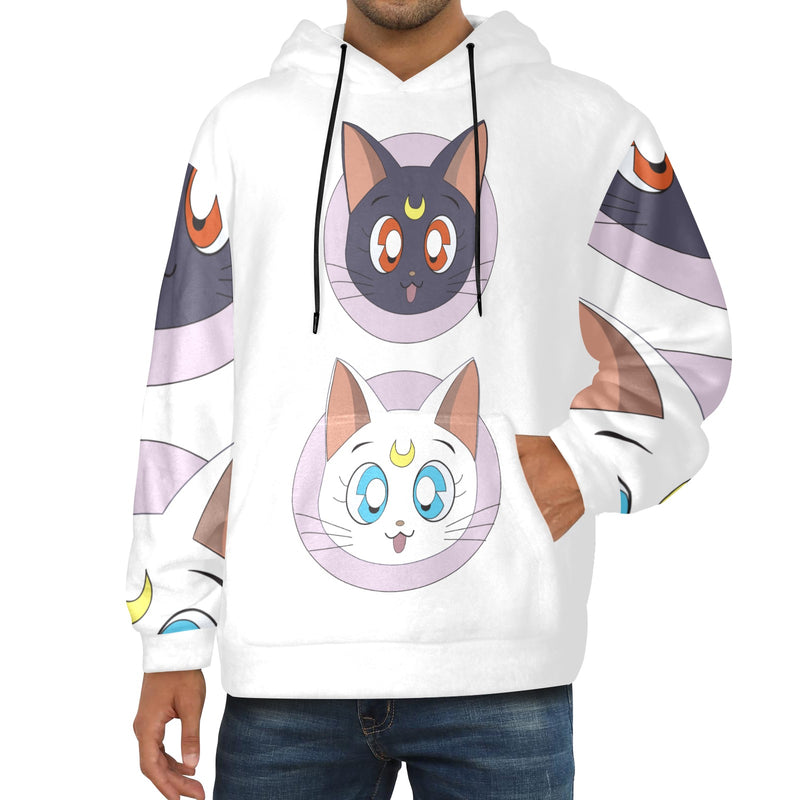 Men's Sailor Moon Cat Anime Flannel Hoodie