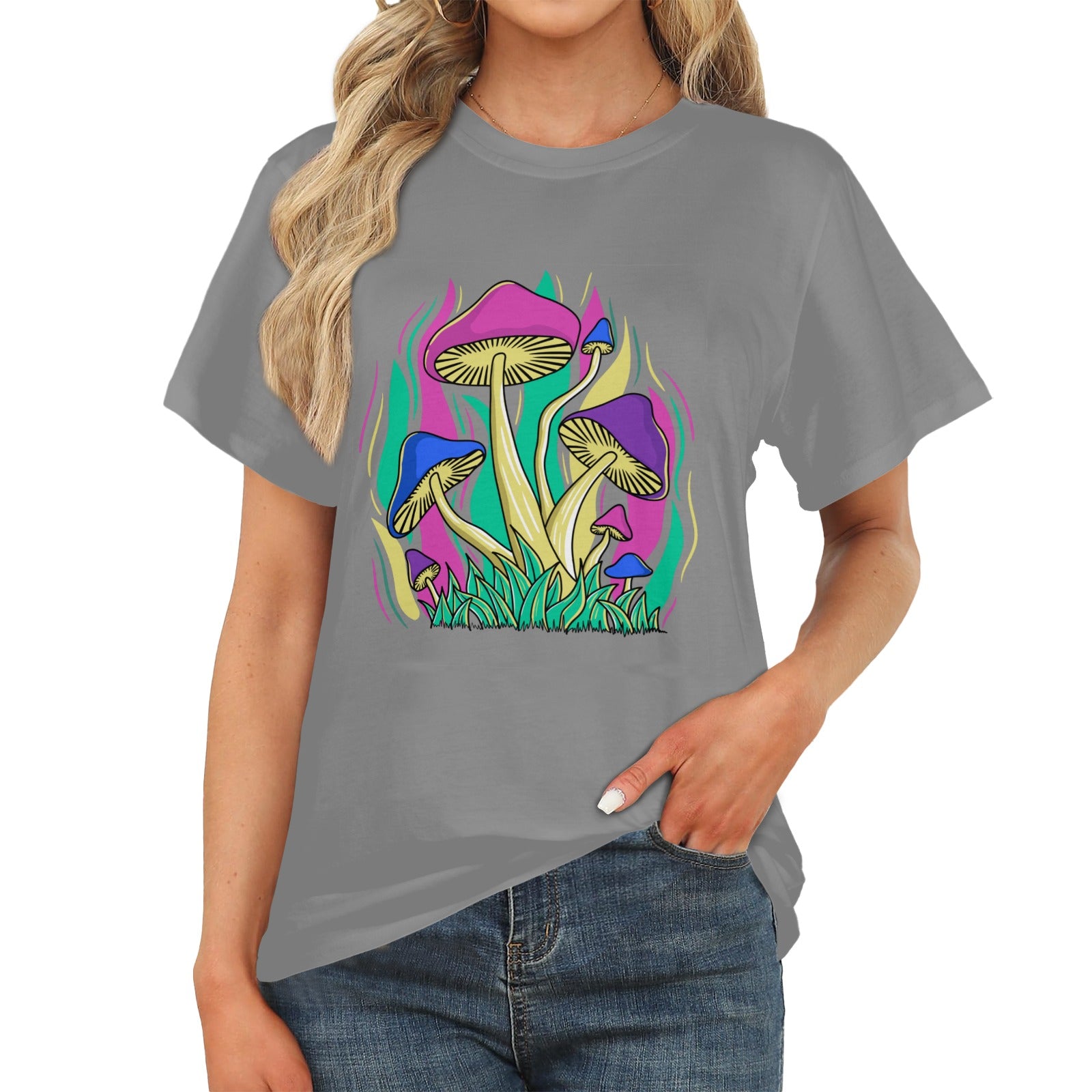 Women's Funky Mushroom Colony Acid & Punk Classic Fit T-shirt