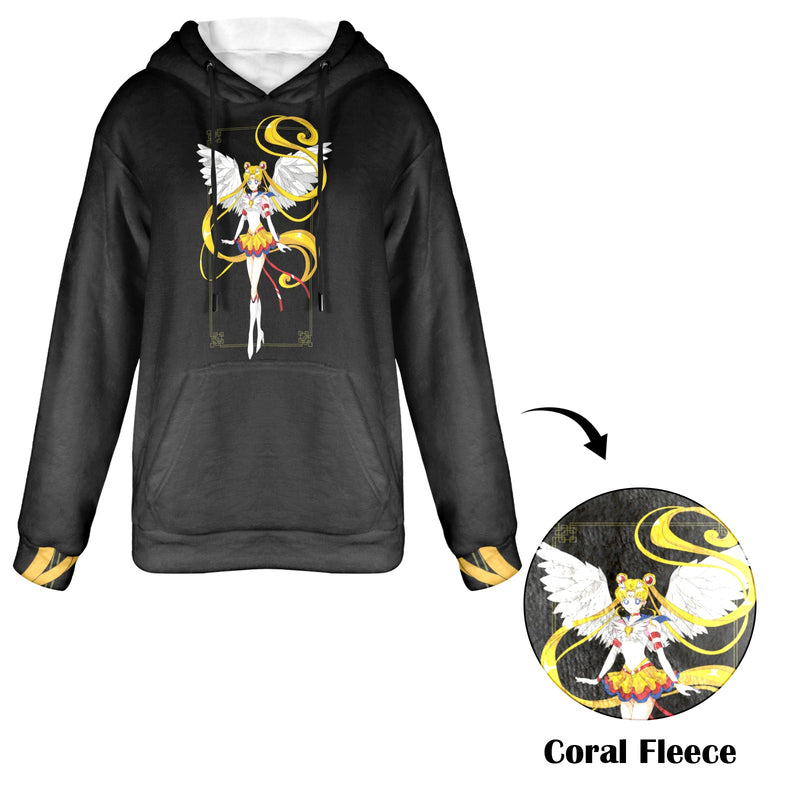 Women's Sailor Moon Card Anime Flannel Hoodie