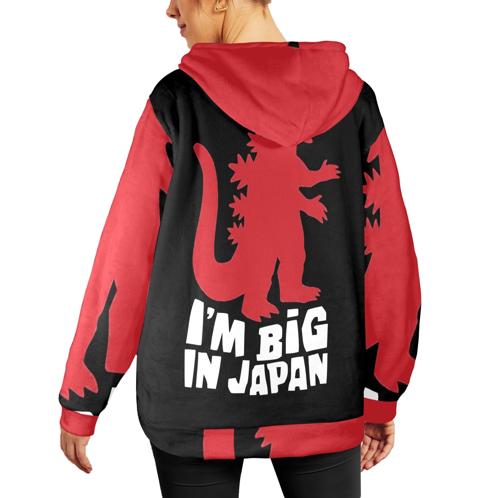 Women's Japan Godzilla Abstract Flannel Hoodie