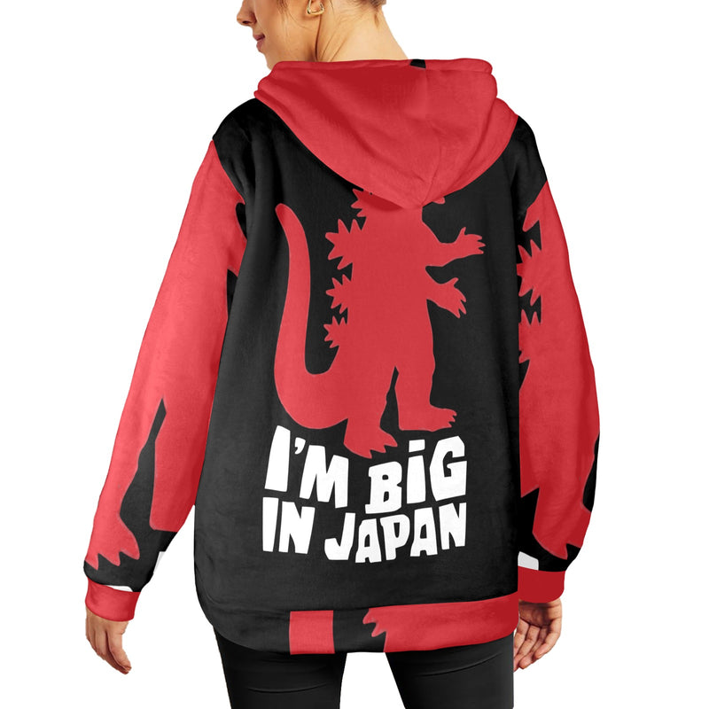Women's Japan Godzilla Abstract Flannel Hoodie