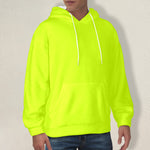 Men's Fluorescent Yellow Solid Flannel Hoodie