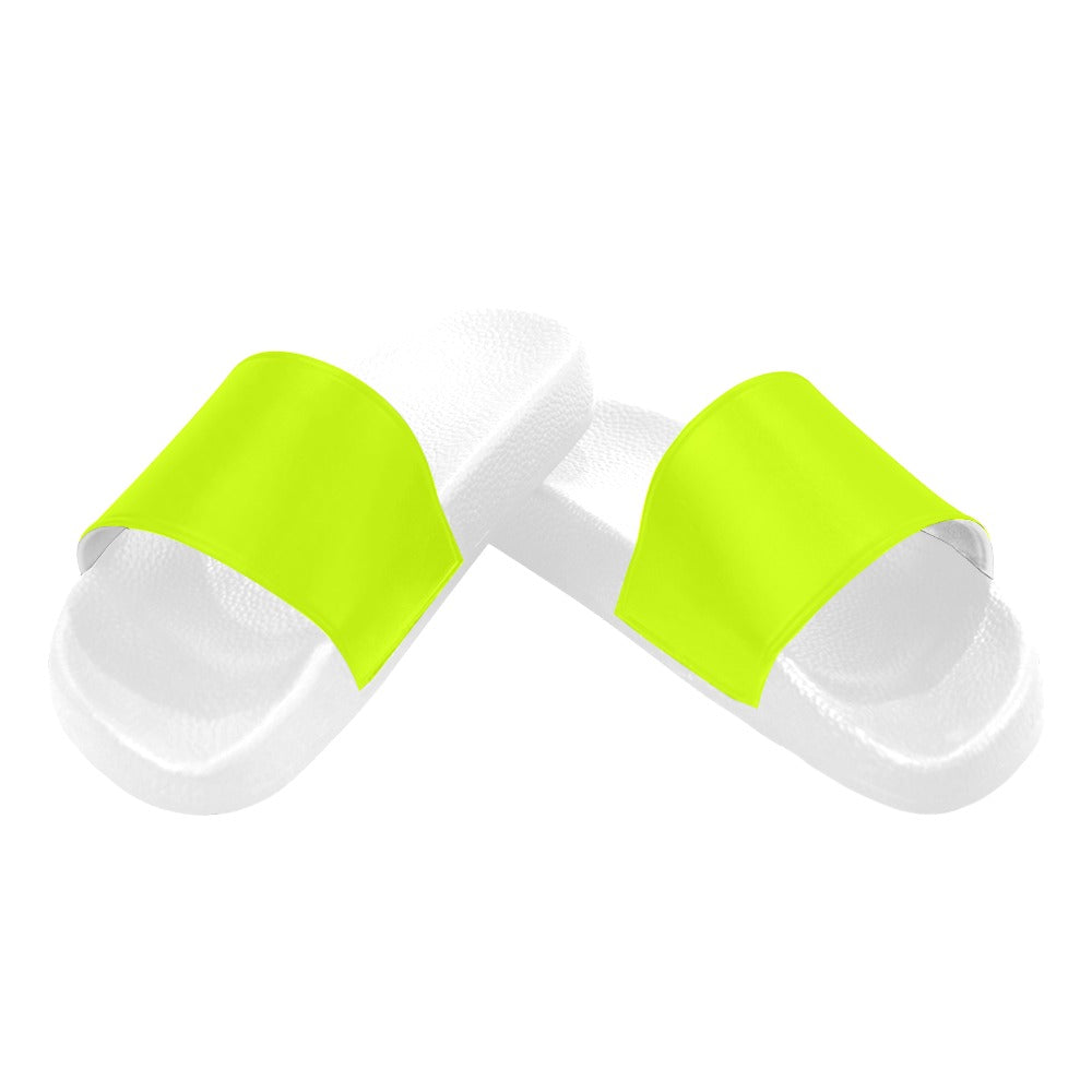Men's Fluorescent Yellow Solid Slider Sandals