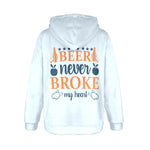 Women's Beer Never Broke My Heart Typography Flannel Hoodie