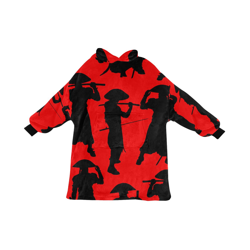 Men's Black Pirate Silhouette Abstract Blanket Hoodie