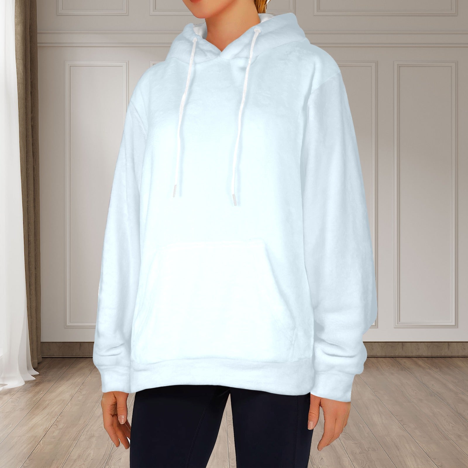 Women's Alice Blue Solid Flannel Hoodie