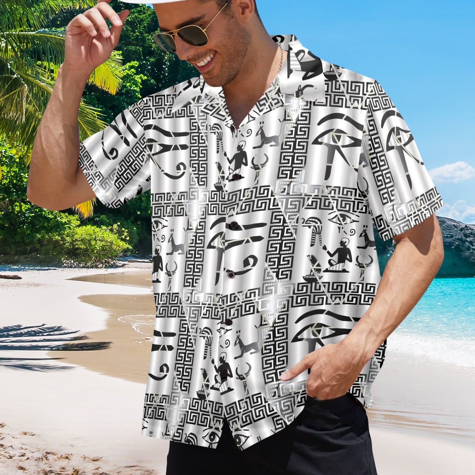 Men's Tribal Pattern Abstract Half Sleeve Shirt