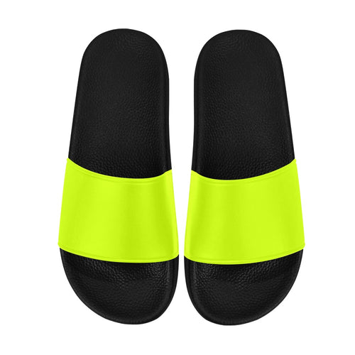 Men's Fluorescent Yellow Solid Slider Sandals