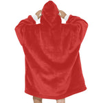 Women's Red Solid Blanket Hoodie