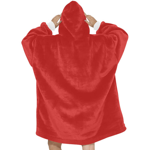 Women's Red Solid Blanket Hoodie