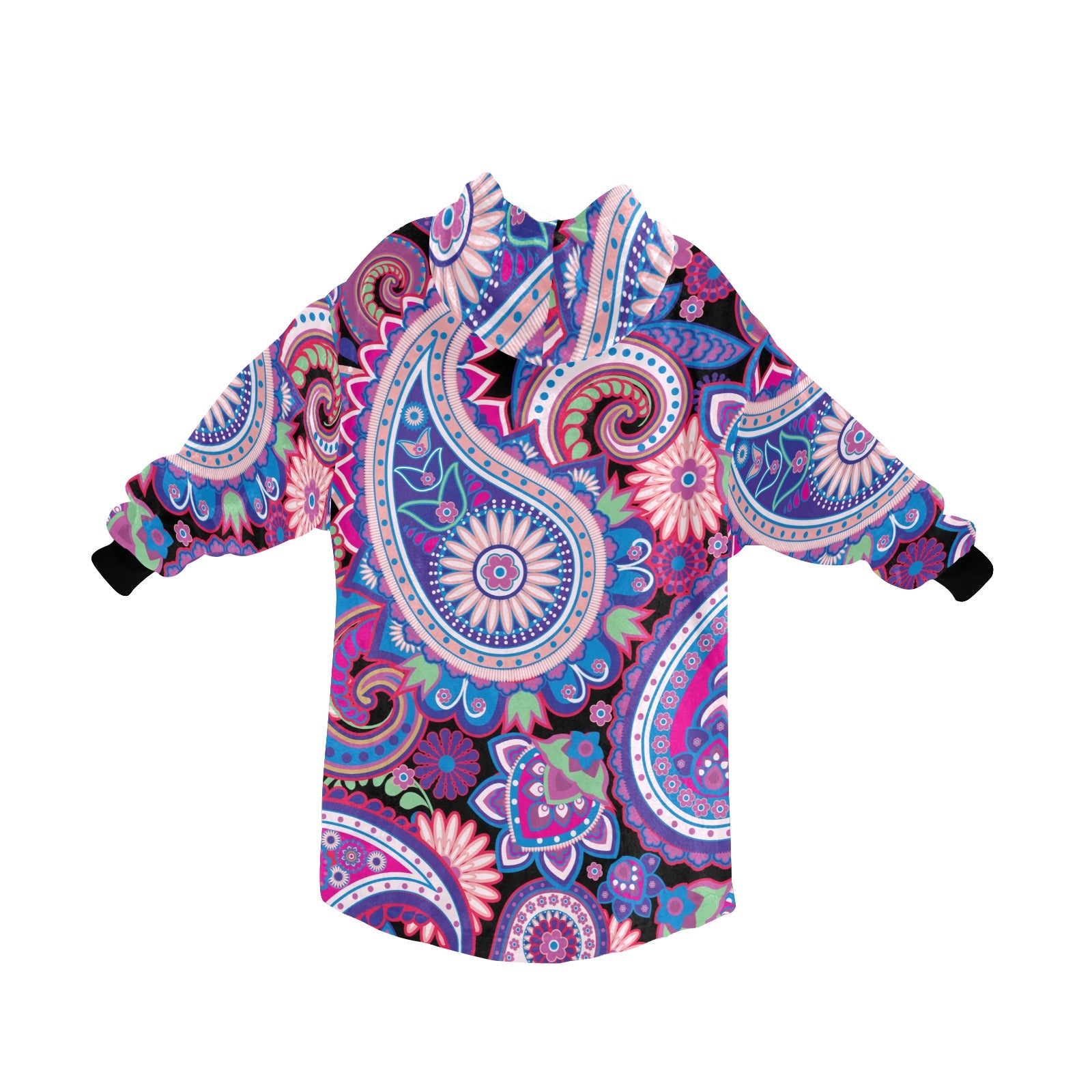 Women's Traditional Asian elements Paisley Abstract Blanket Hoodie