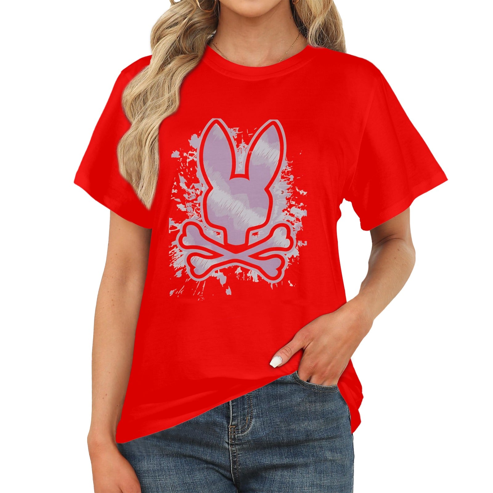 Women's Spray Skull Streetwear Classic Fit T-shirt