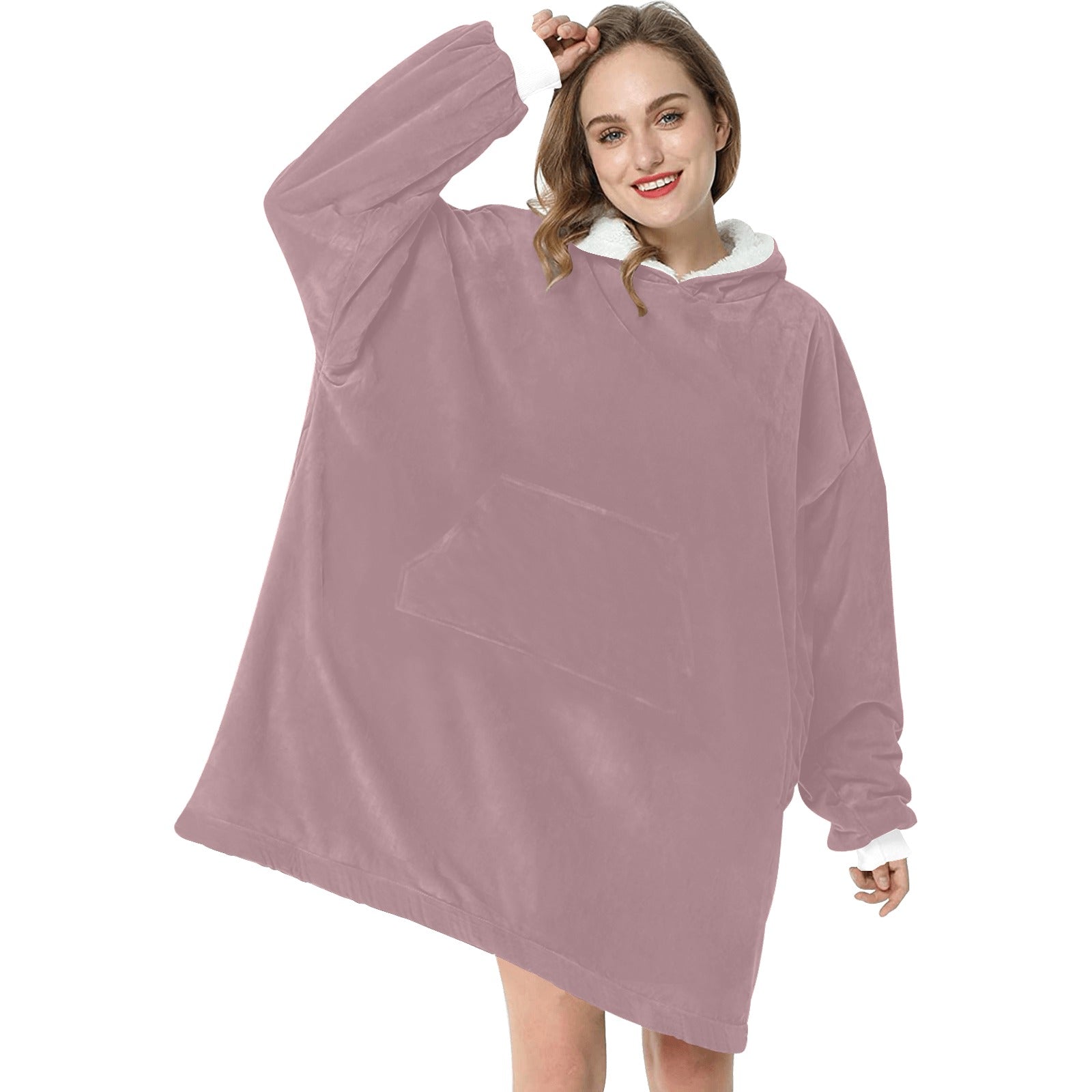 Women's Rosy Brown Solid Blanket Hoodie