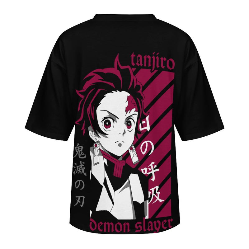 Women's Tanjiro Potrait Demon Slayer Anime Oversized T-shirt