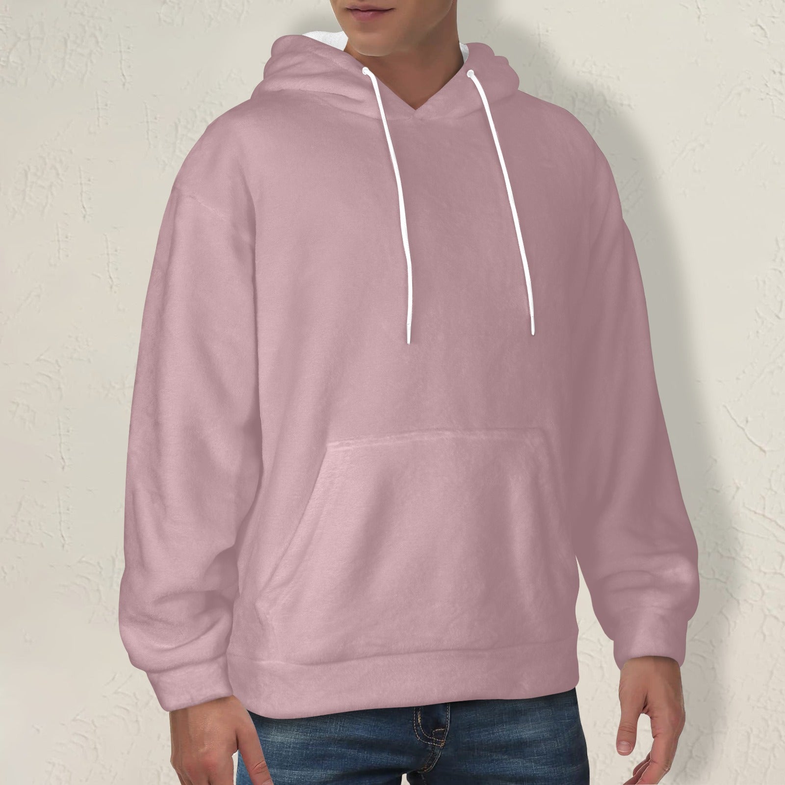 Men's Rosy Brown Solid Flannel Hoodie