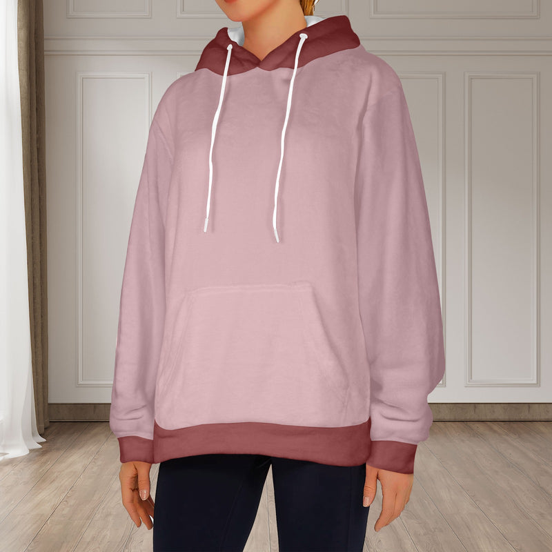 Women's Rosy Brown & Brown Solid Flannel Hoodie