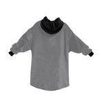 Men's Grey & Black Solid Blanket Hoodie