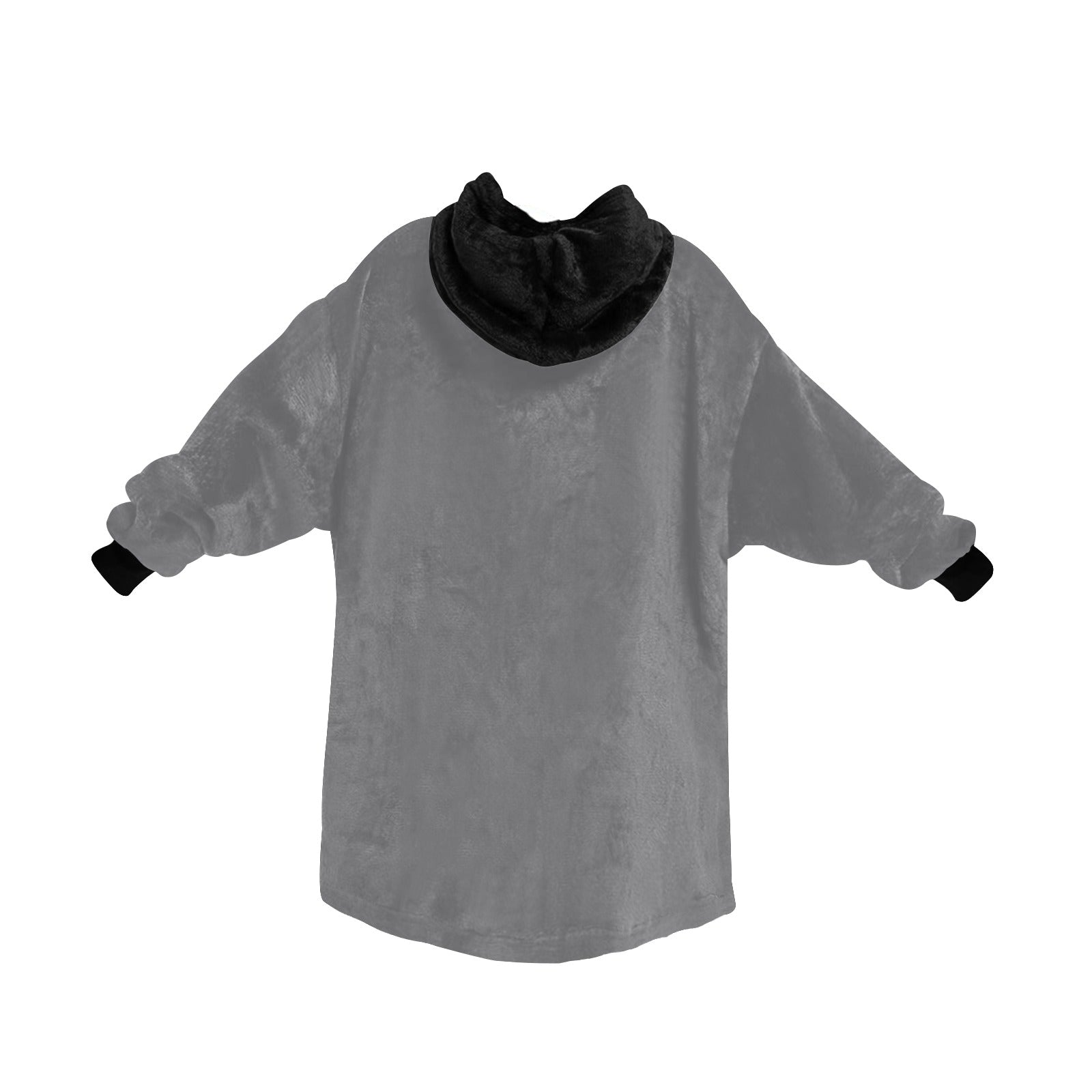Men's Grey & Black Solid Blanket Hoodie