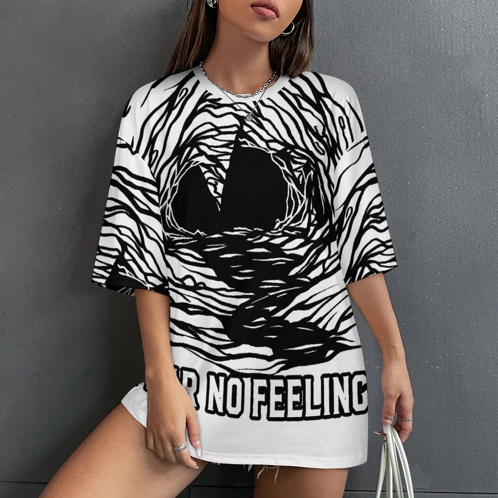 Women's Fear No Feeling Acid & Punk Oversized T-shirt