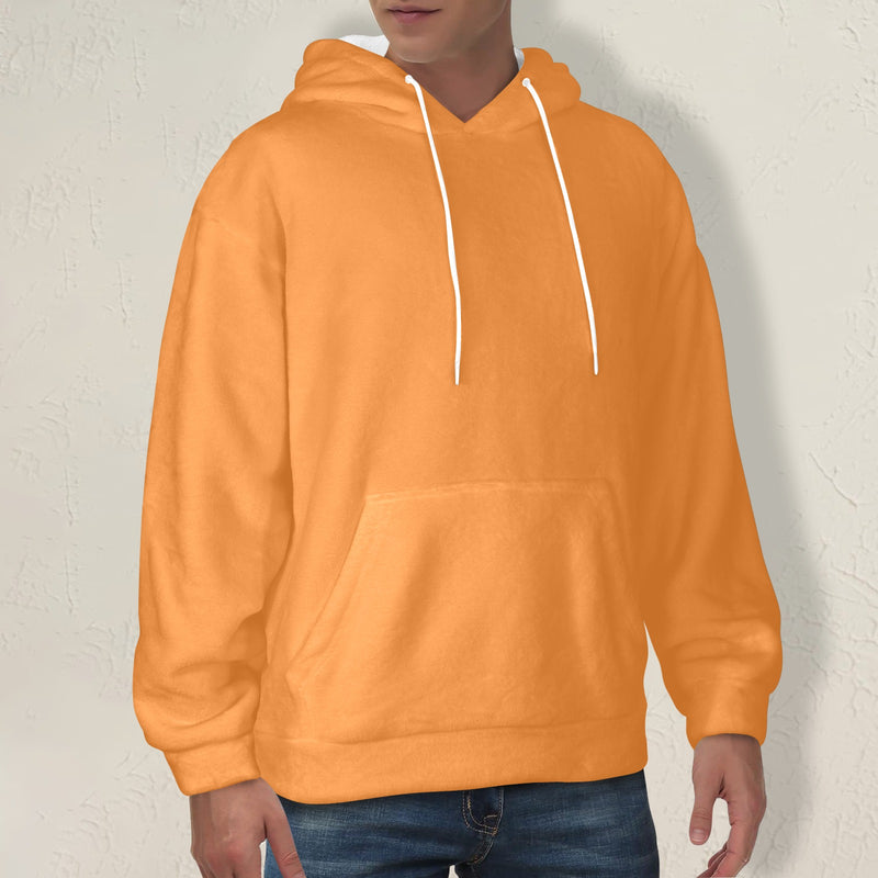 Men's Carrot Orange Solid Flannel Hoodie